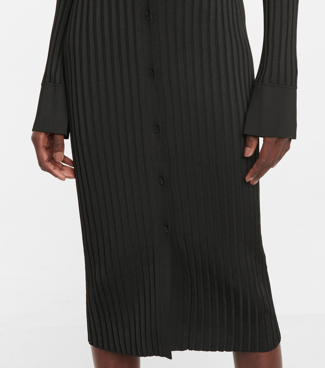 Ribbed button-down midi dress | Galvan