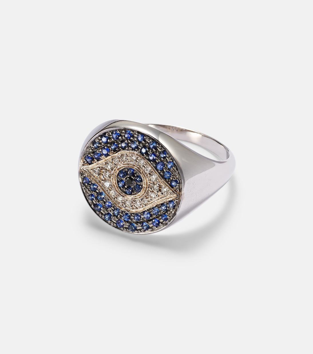Anello Dawn Chevalier in oro bianco 18kt con diamanti e zaffiri | Ileana Makri