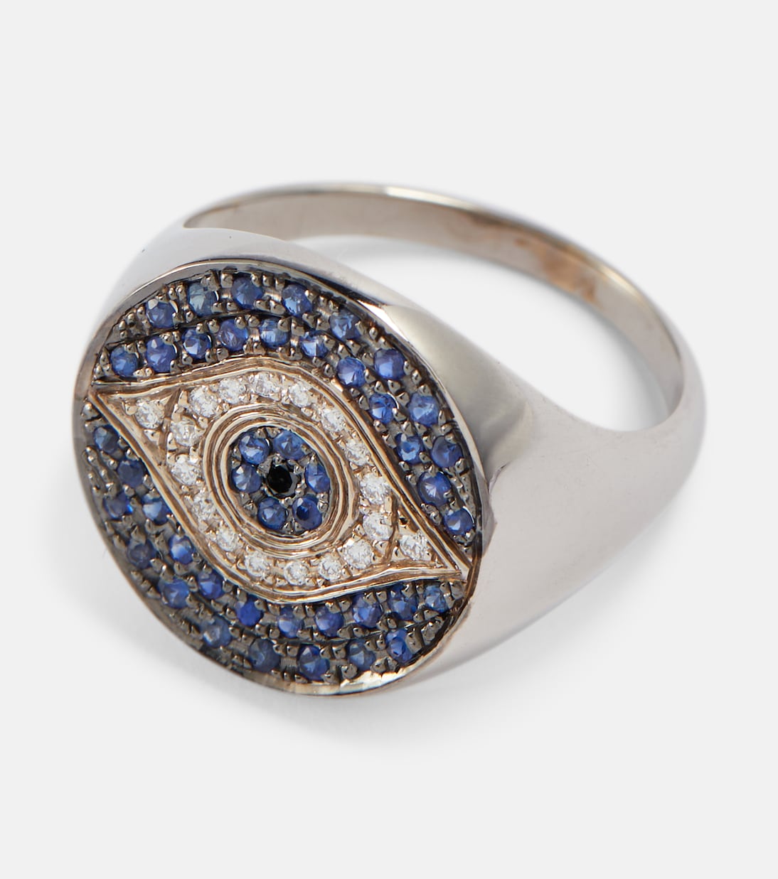 Anello Dawn Chevalier in oro bianco 18kt con diamanti e zaffiri | Ileana Makri