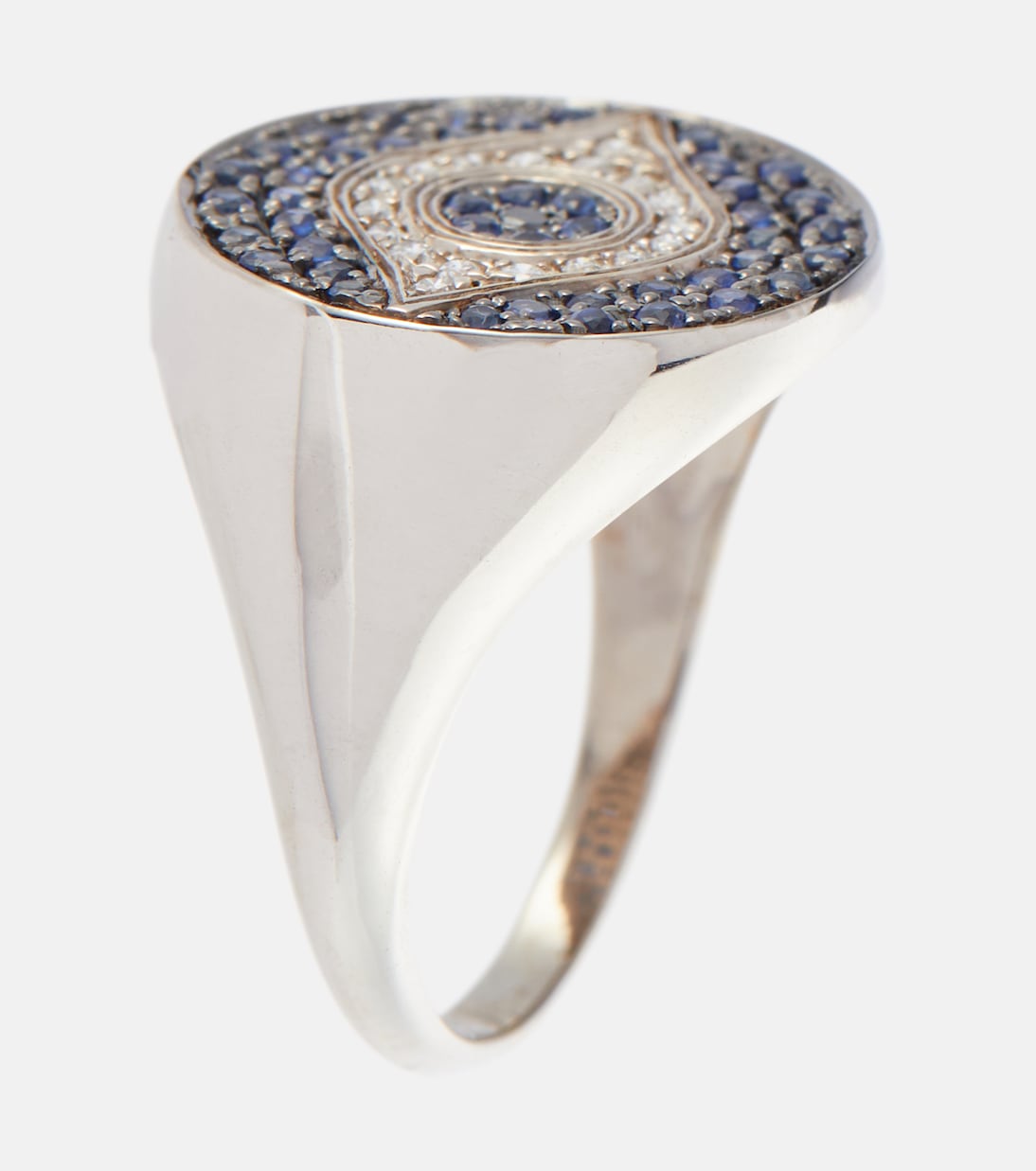 Anello Dawn Chevalier in oro bianco 18kt con diamanti e zaffiri | Ileana Makri
