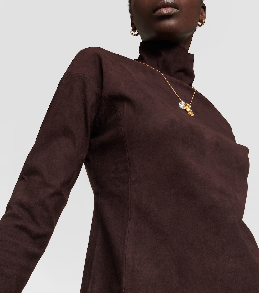 Malcolm turtleneck suede top | Stouls