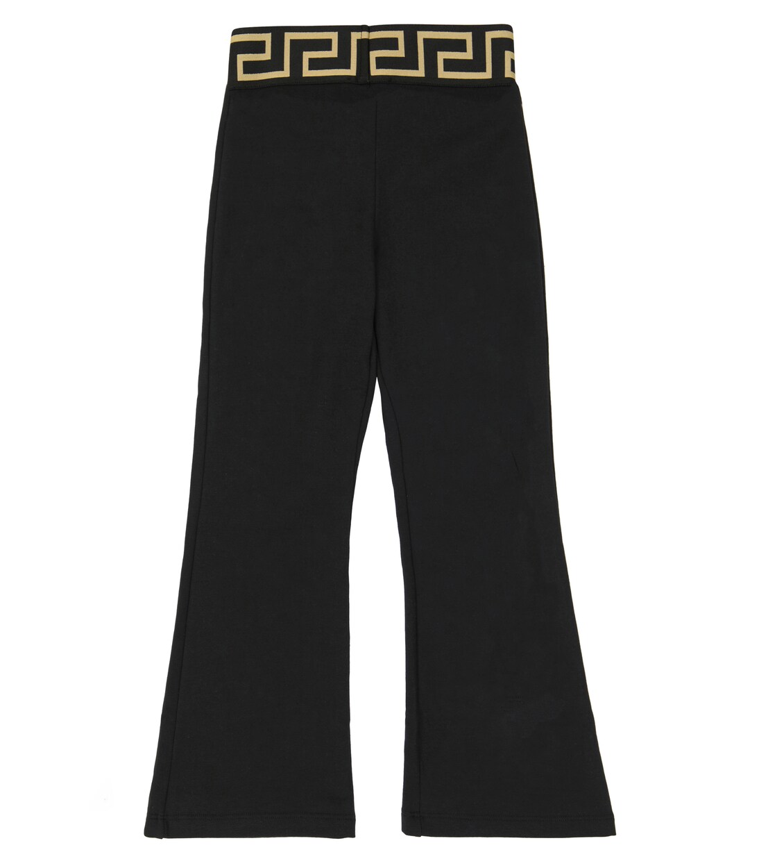Logo cotton-blend flared pants in black - Versace Kids
