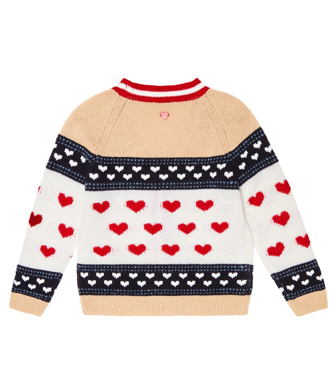 Cardigan in jacquard di lana con cuori | Monnalisa