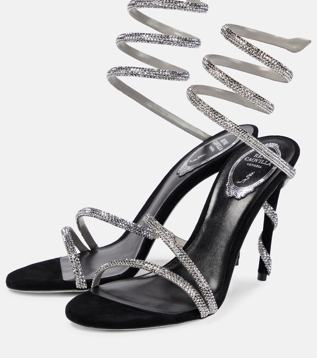 Verzierte Sandalen Cleo aus Samt | Rene Caovilla