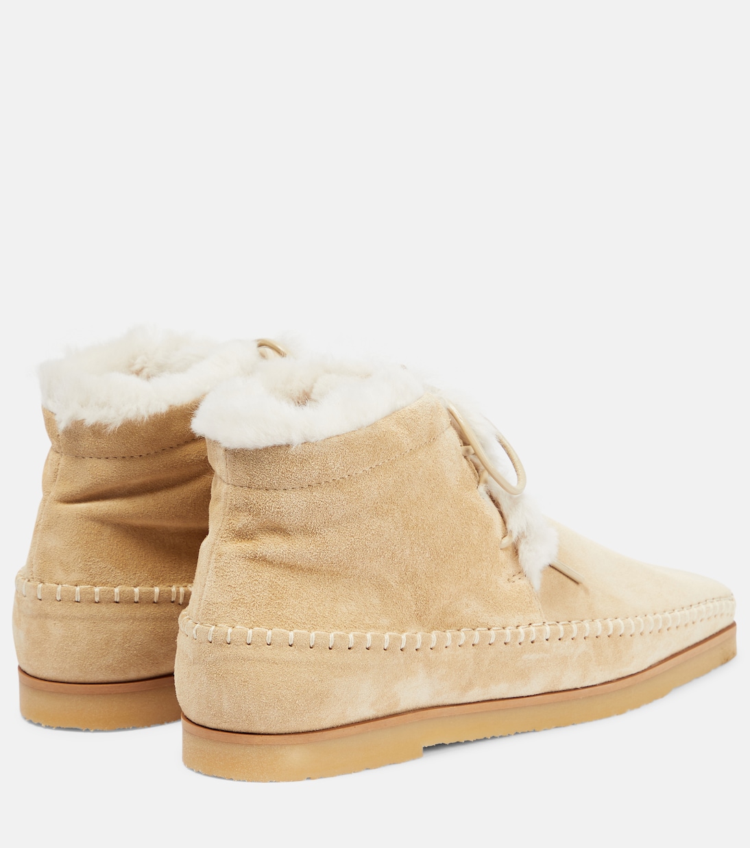 Suede and faux shearling ankle boots | Toteme
