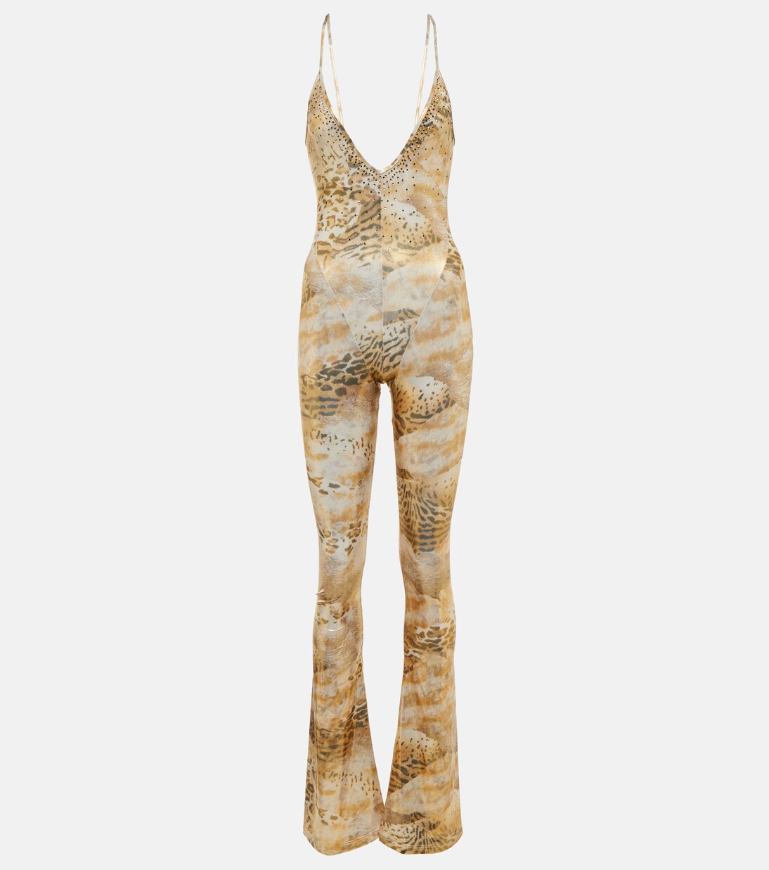 Embellished printed flared jumpsuit | Alessandra Rich