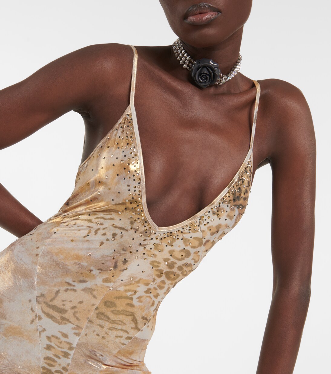 Embellished printed flared jumpsuit | Alessandra Rich