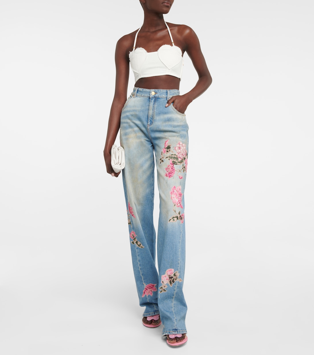 Embellished cotton crop top | Blumarine