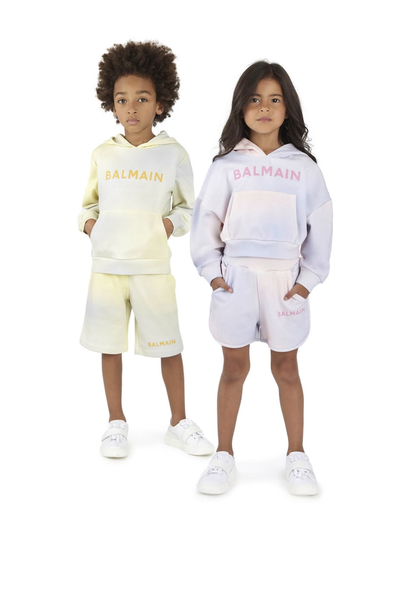 Felpa con cappuccio in jersey di cotone | Balmain Kids