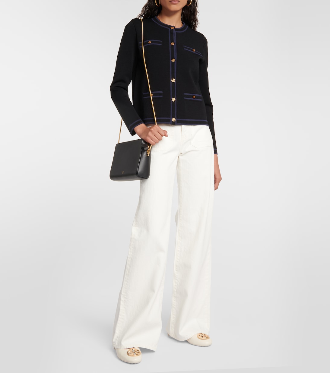 Claire Double T leather ballet flats | Tory Burch