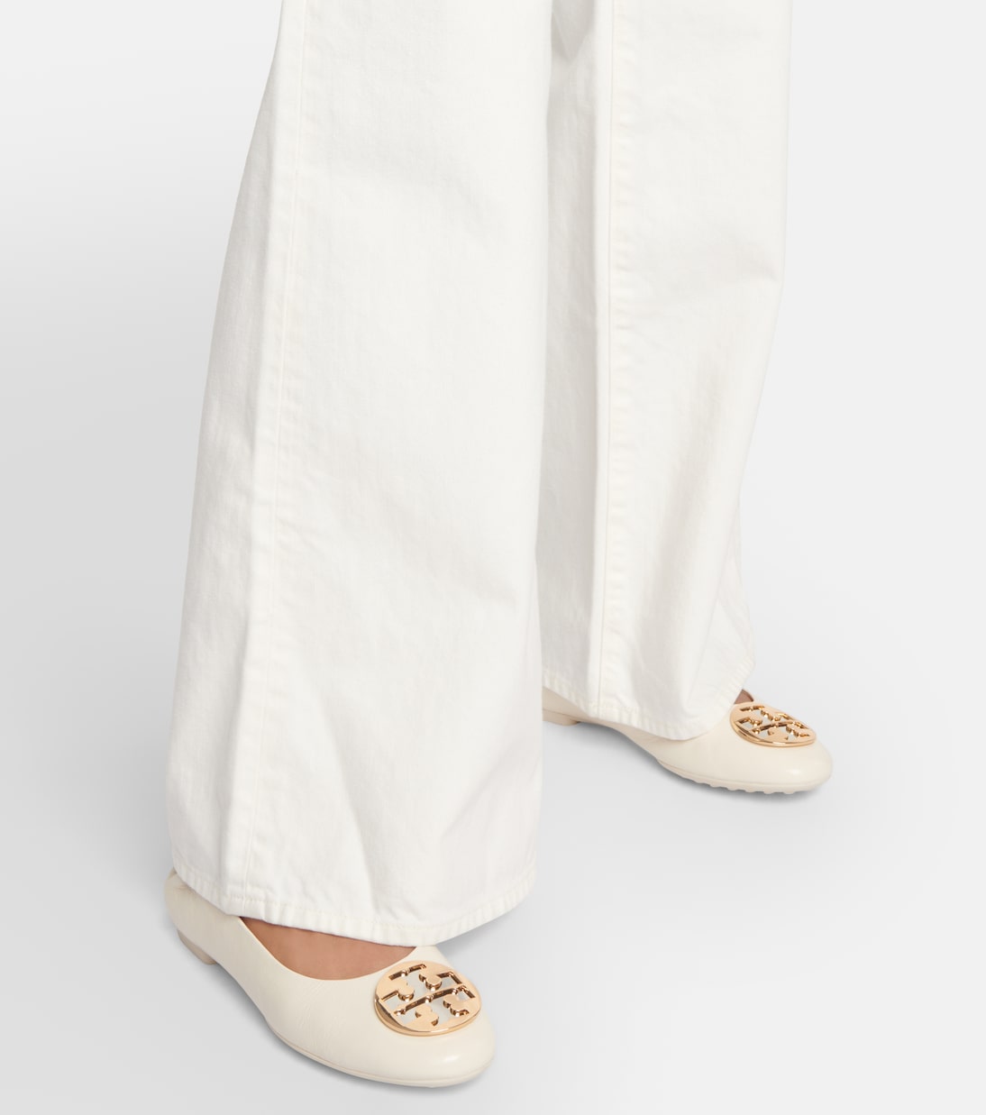 Claire Double T leather ballet flats | Tory Burch