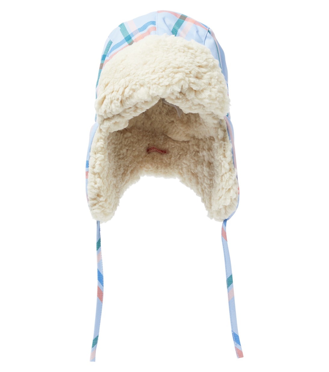 Checked faux-shearling-trimmed hat  | Tinycottons