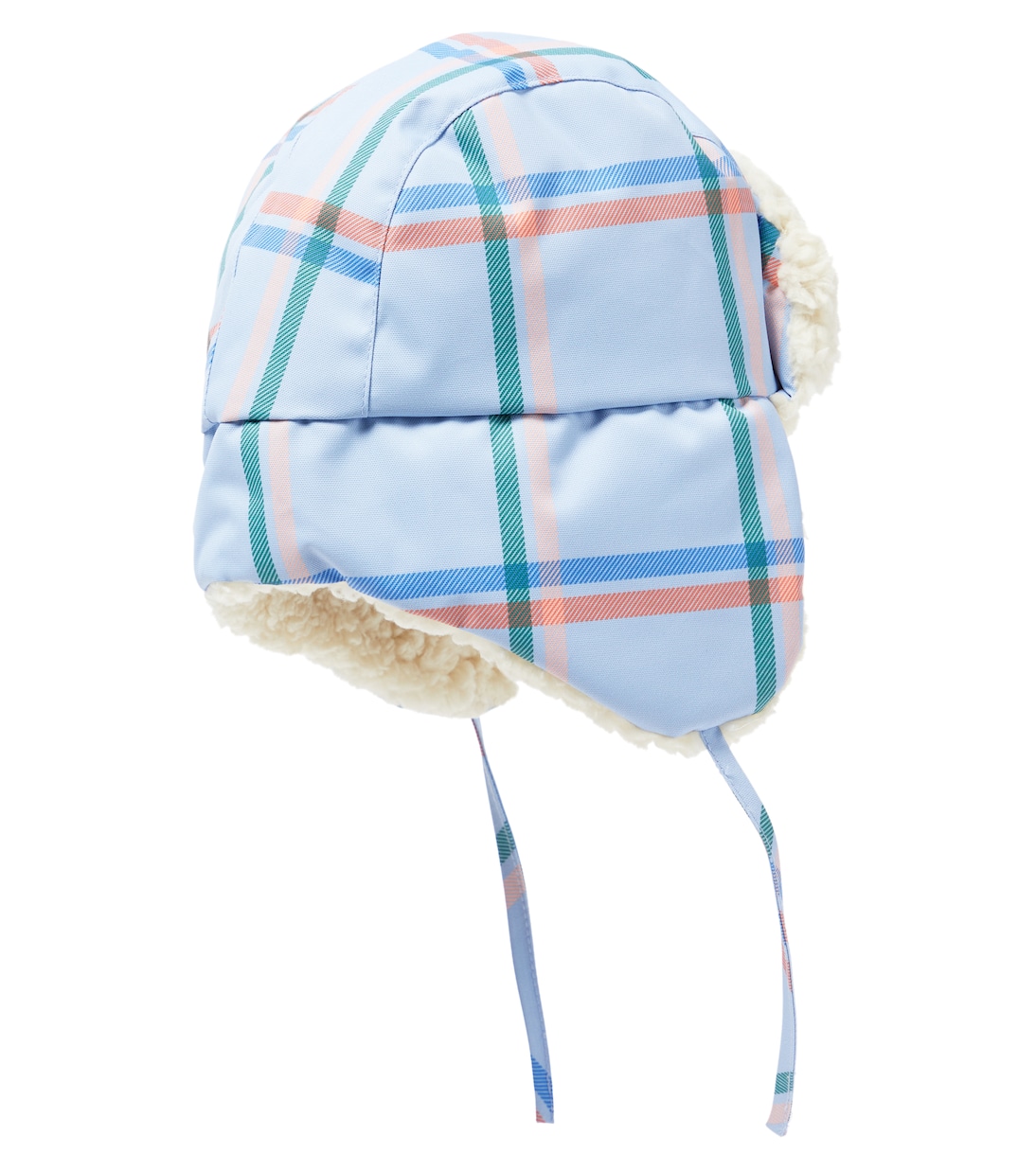 Checked faux-shearling-trimmed hat  | Tinycottons