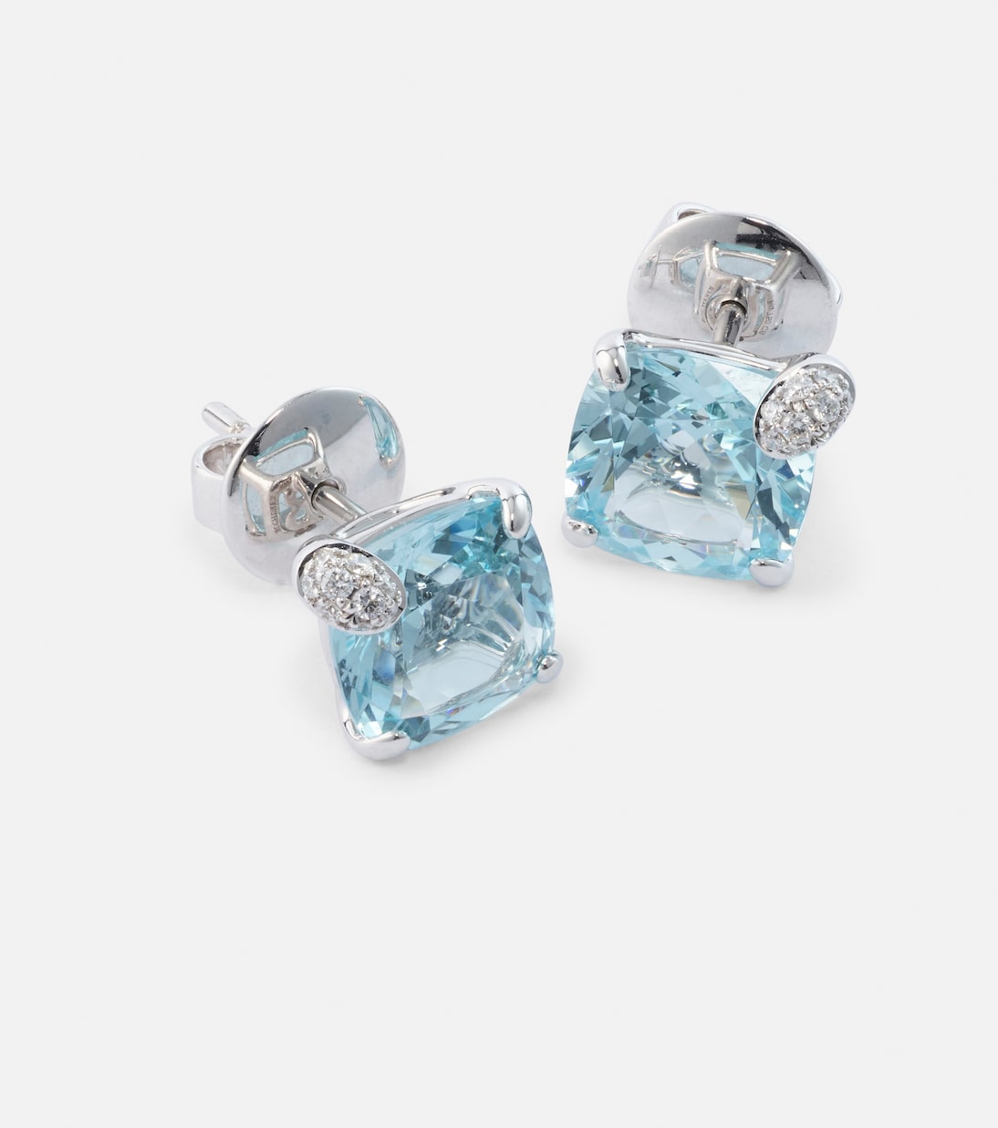 Orecchini Peekaboo in oro bianco 18kt con acquamarina e diamanti, gioielli esclusivi per giovani stili moderni