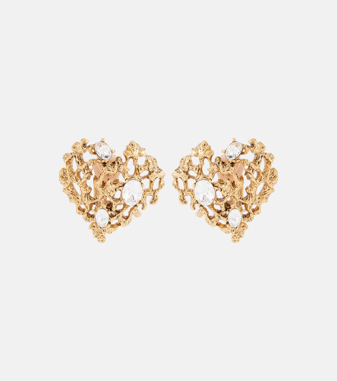 Boucles d'oreilles clip Coral Heart à ornements | Oscar de la Renta