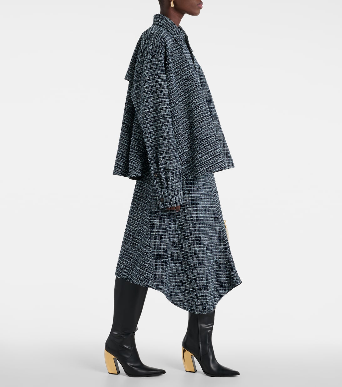 Falda midi asimétrica de tweed  | Bottega Veneta
