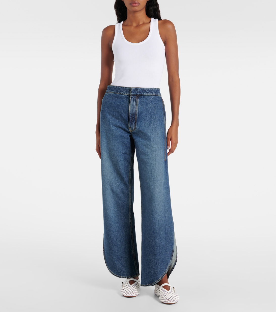 Ballerine in mesh con pelle e borchie | Alaïa