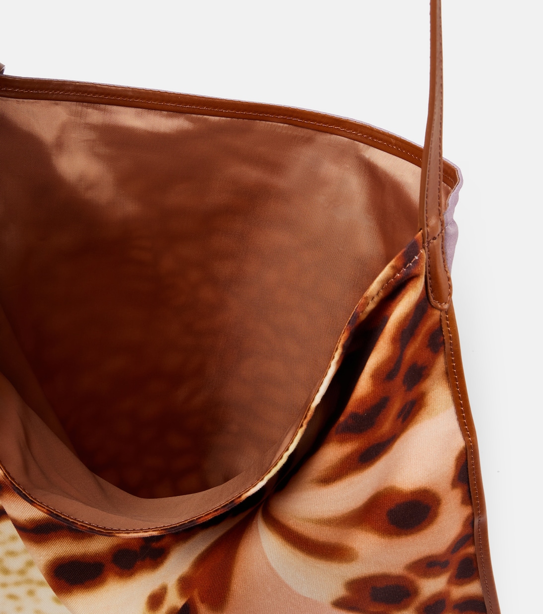 Large printed leather-trimmed shoulder bag | Dries Van Noten