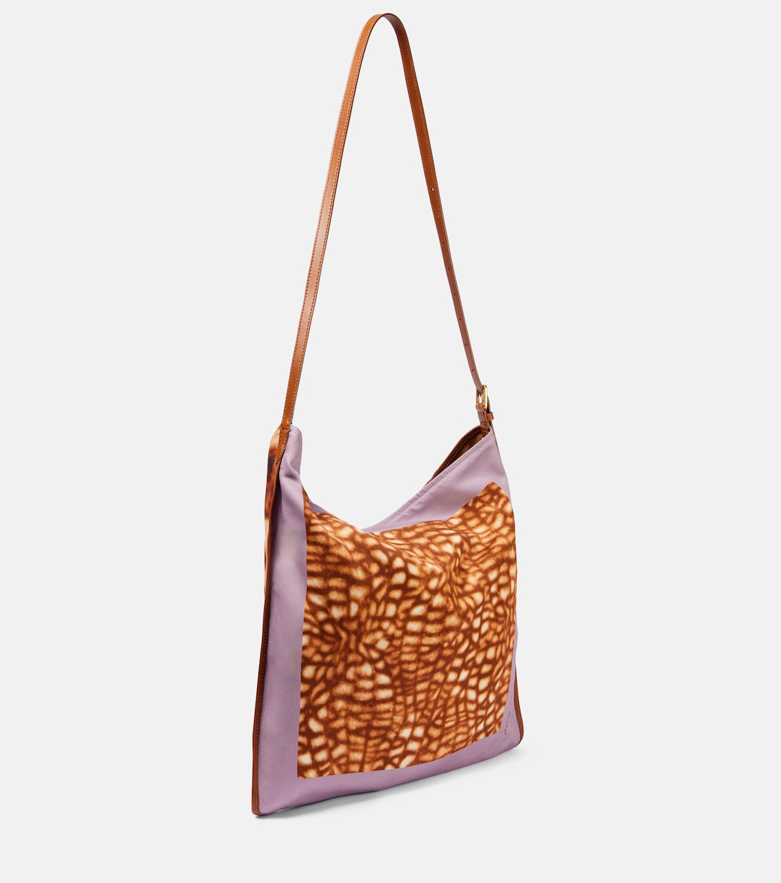 Large printed leather-trimmed shoulder bag | Dries Van Noten