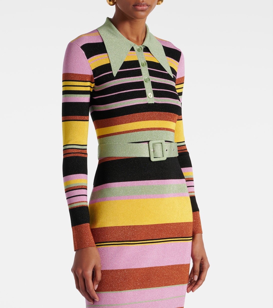 Abito midi in maglia a righe con lamé  | Rixo