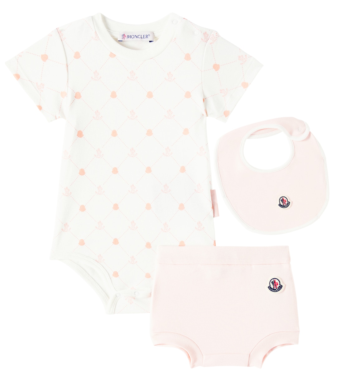 Bébé - Set de grenouillère, culotte bloomer et bavoir en coton | Moncler Enfant