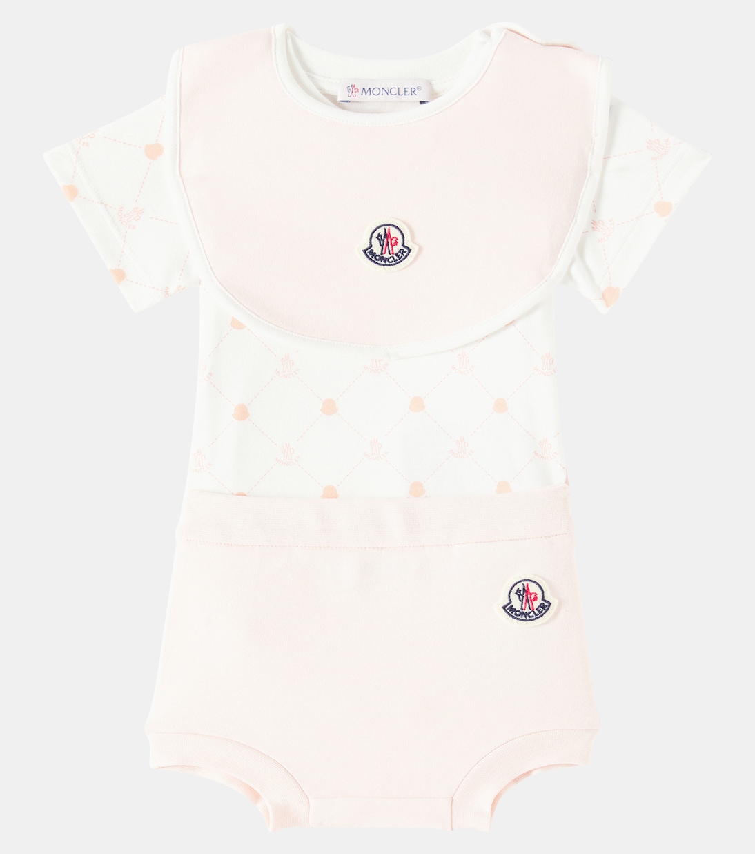Bébé - Set de grenouillère, culotte bloomer et bavoir en coton | Moncler Enfant
