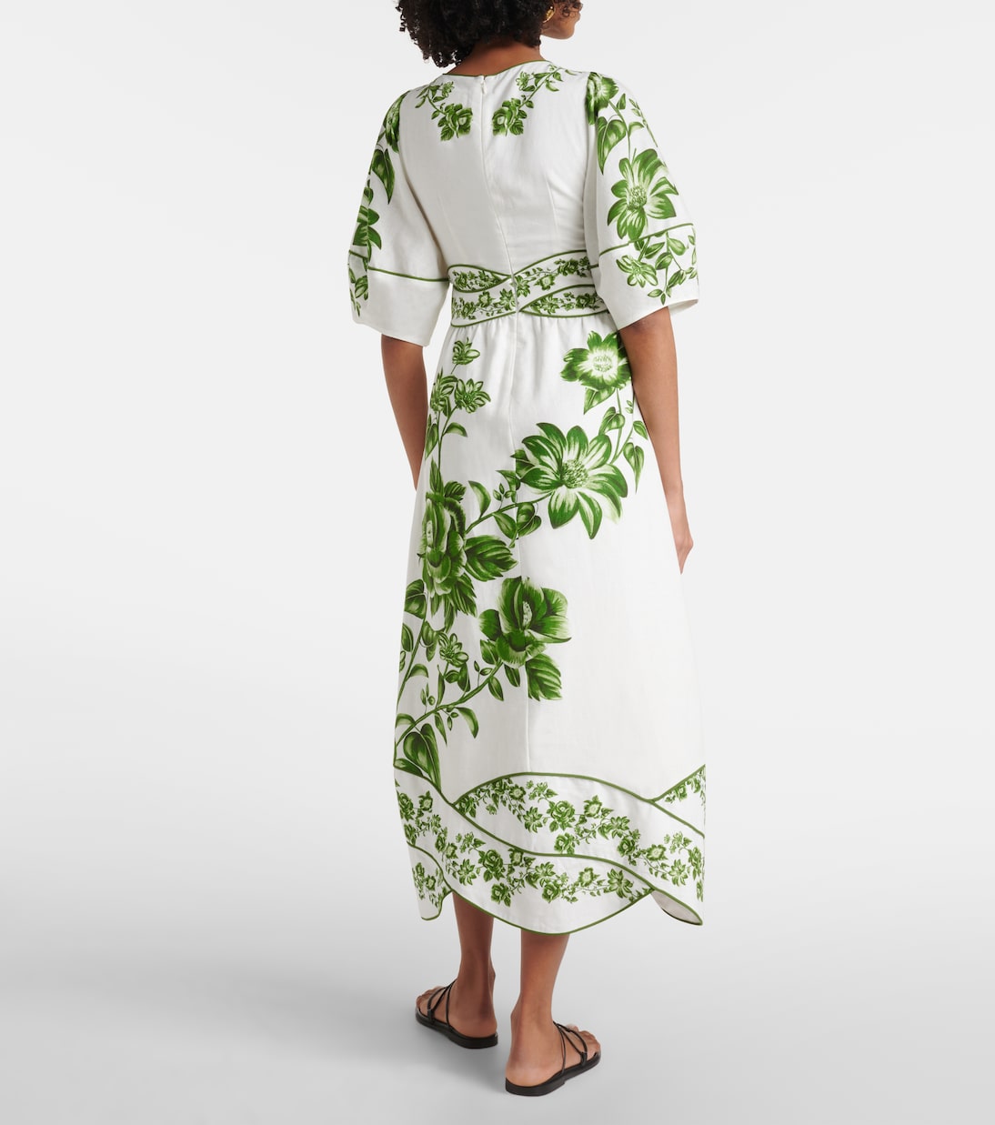 Vestido midi Blue Yard en mezcla de lino | Farm Rio