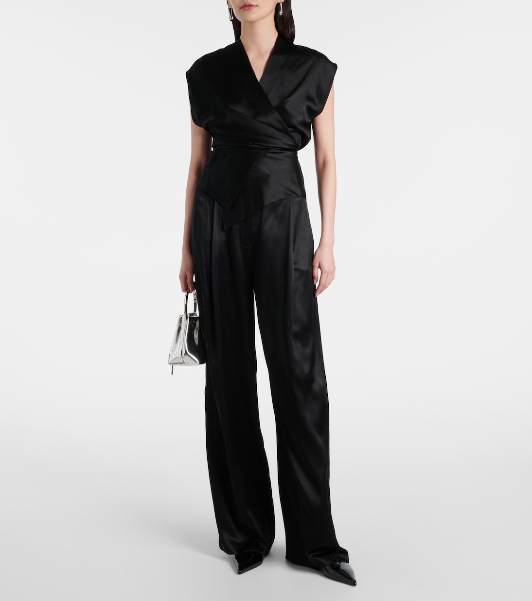 Draped gathered silk charmeuse top | The Sei