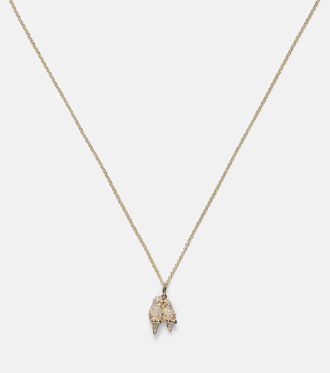 Lovebirds 14kt gold necklace with diamonds | Sydney Evan