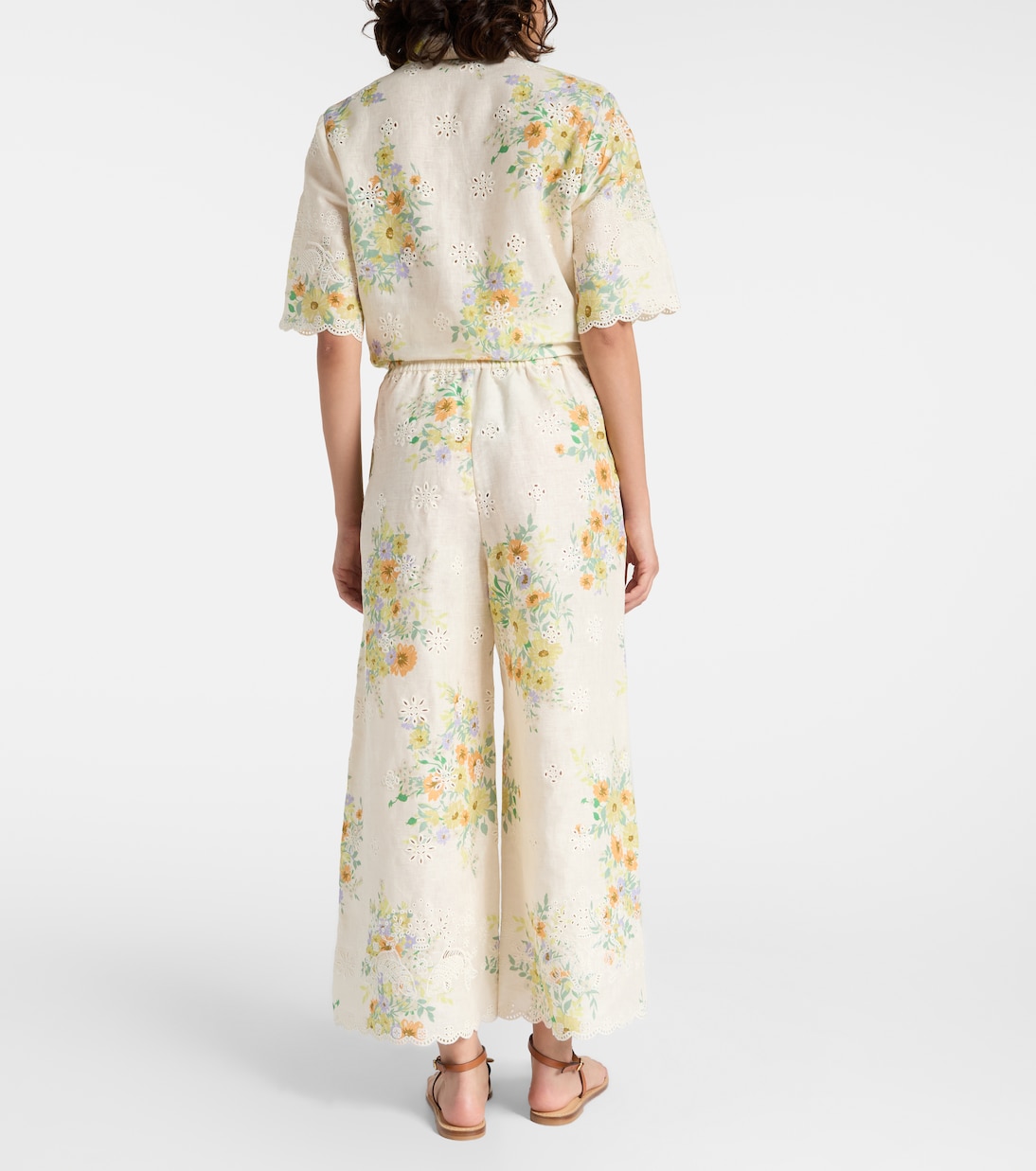 Juliette floral linen wide-leg pants | Alémais