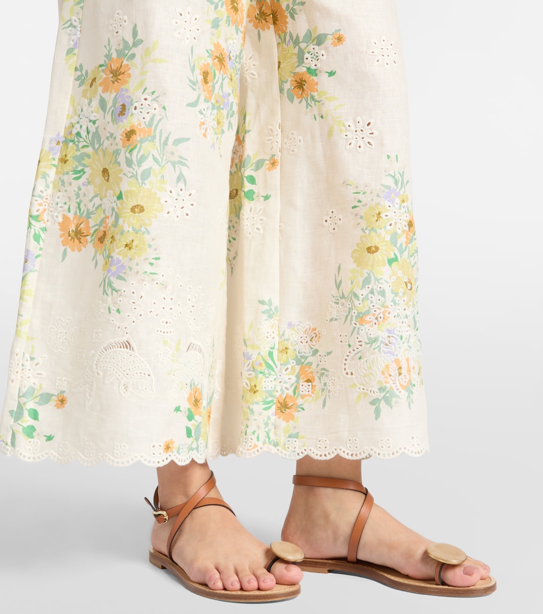 Juliette floral linen wide-leg pants | Alémais