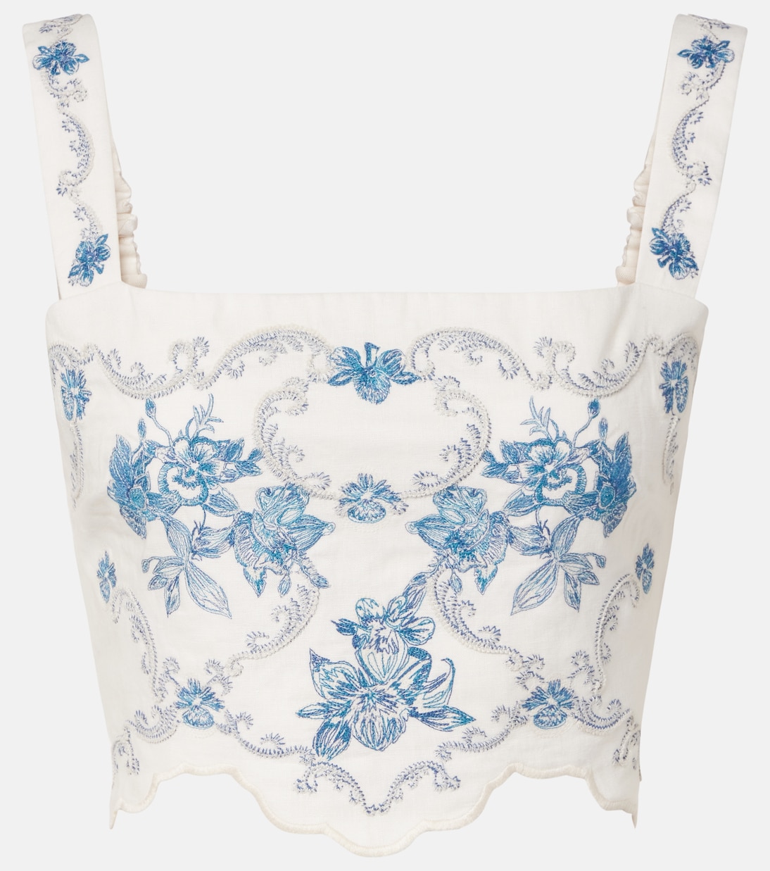 Besticktes Cropped-Top Luciana Gloriosa aus Leinen | Agua by Agua Bendita