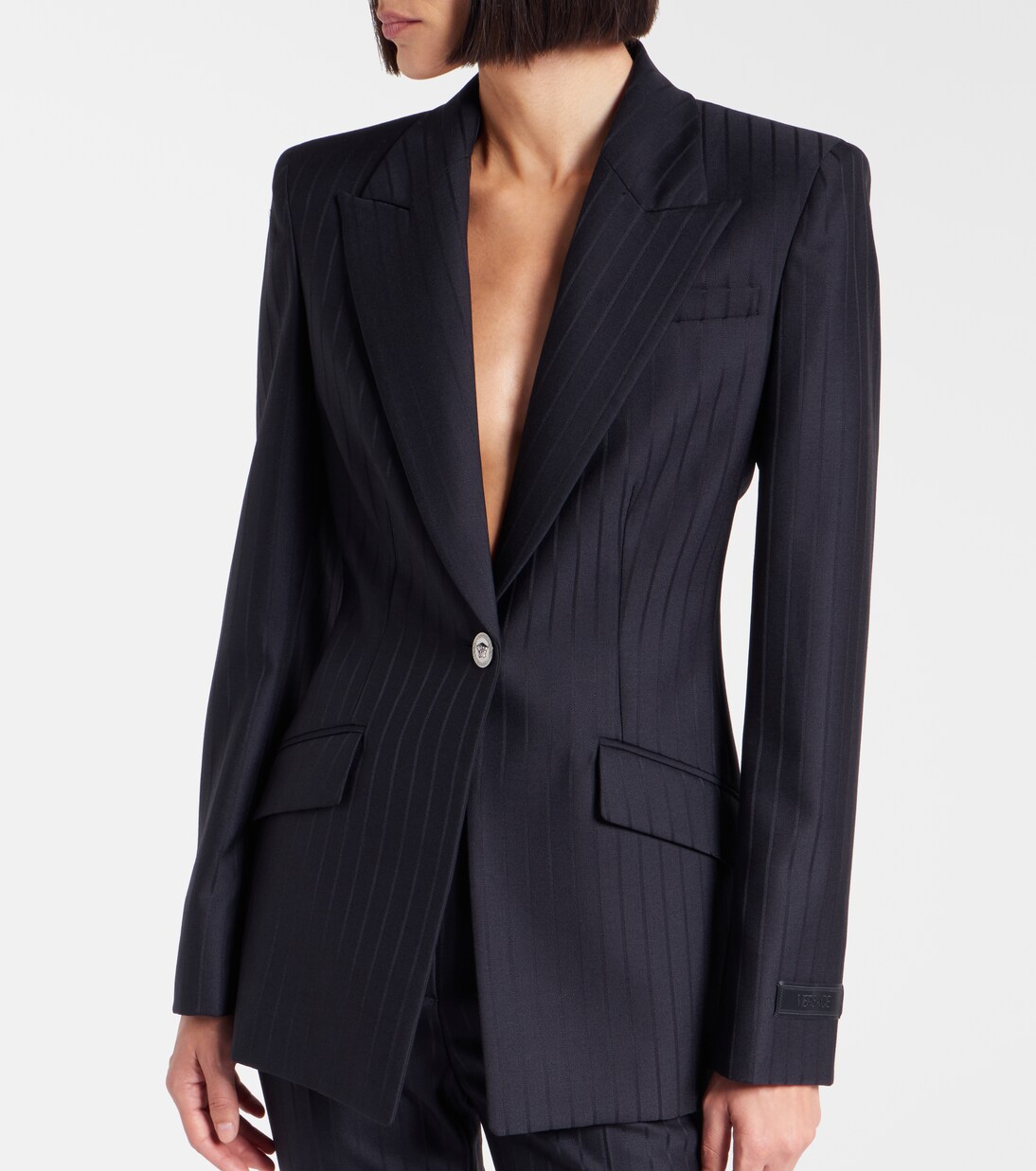 Pinstripe virgin wool blazer | Versace