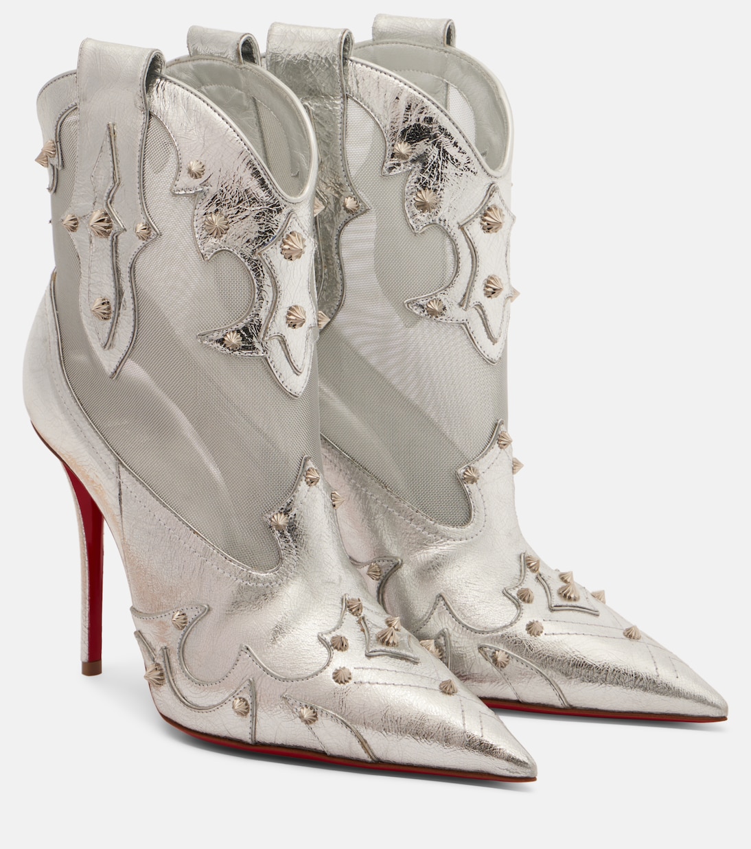 Embellished metallic leather ankle boots | Christian Louboutin
