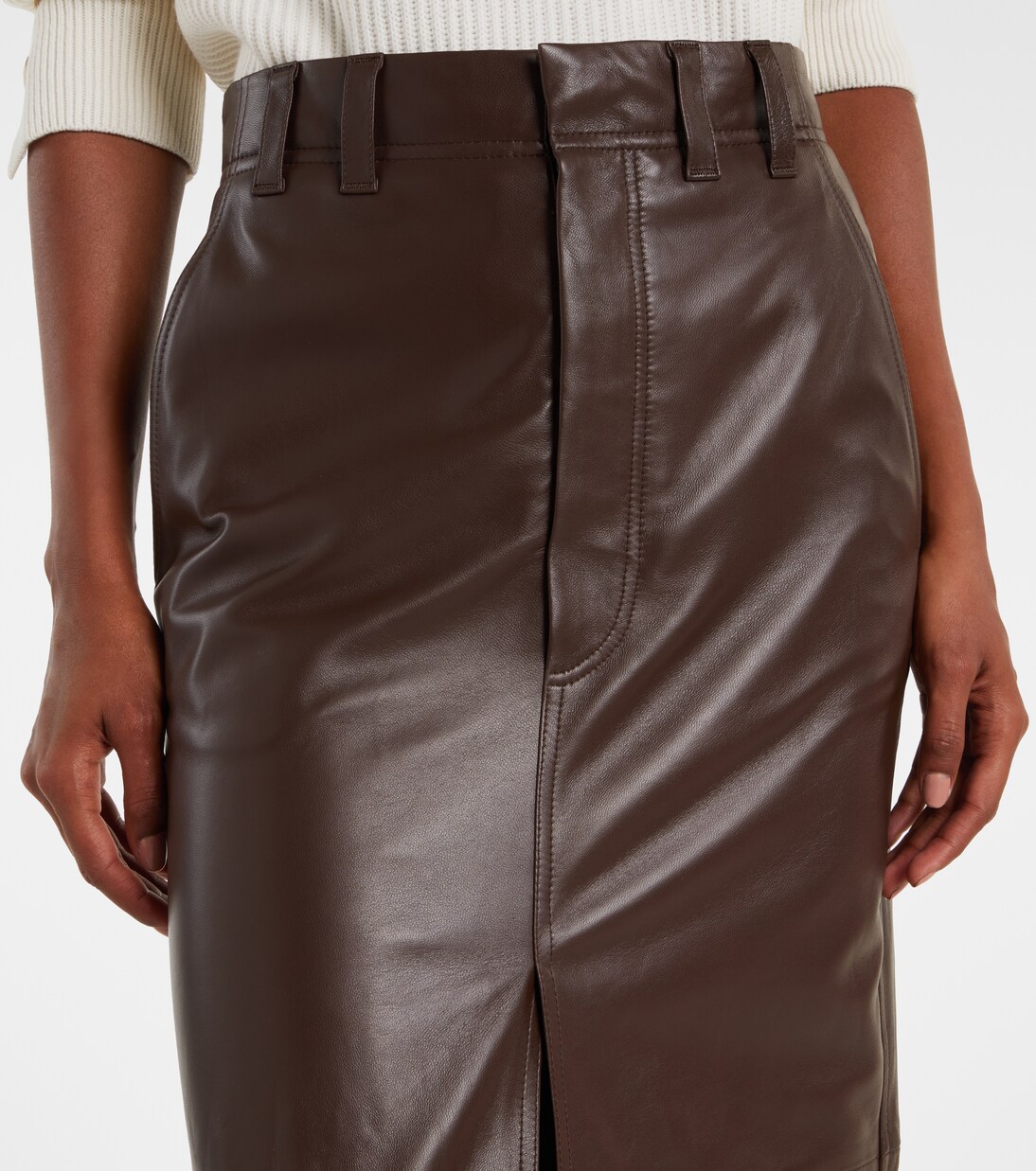 Maxirock aus Leder | Brunello Cucinelli