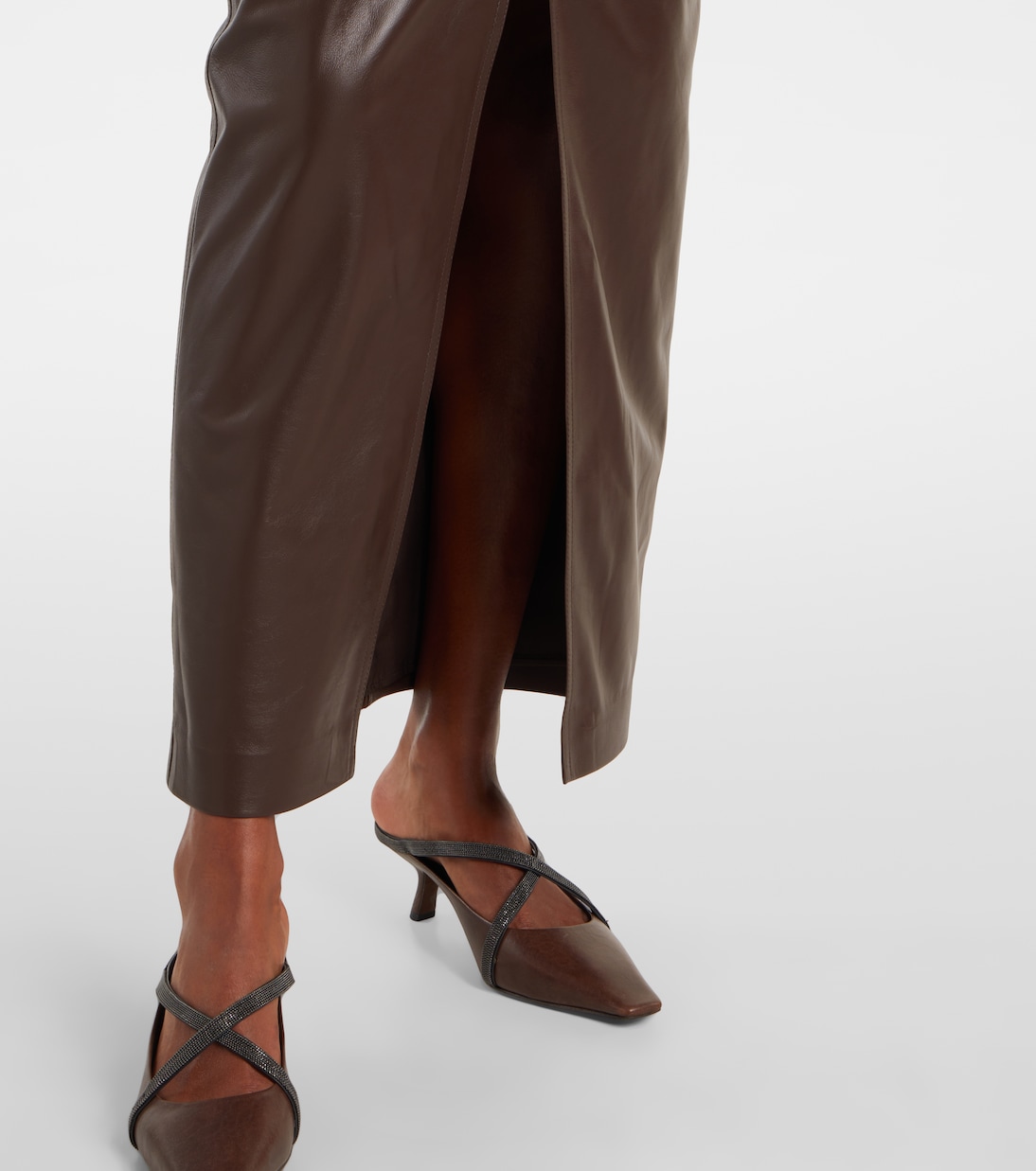 Maxirock aus Leder | Brunello Cucinelli