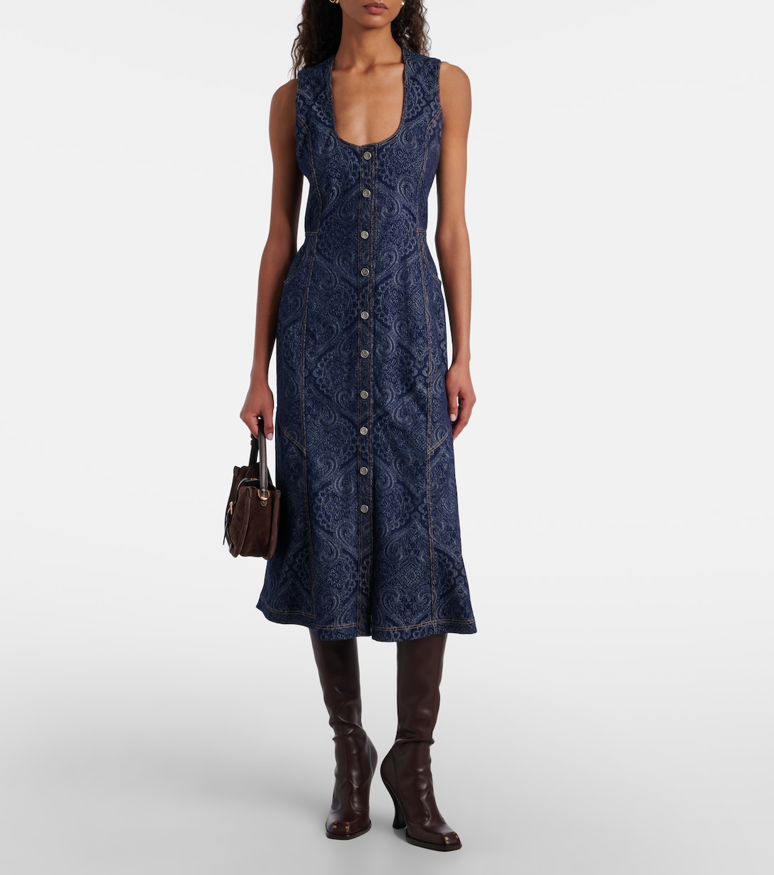 Botas altas de piel con tachuelas | Etro