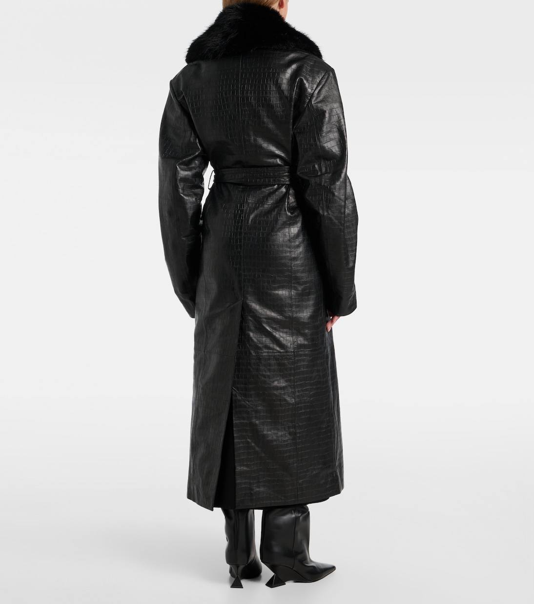 Croc-effect leather coat | Rotate