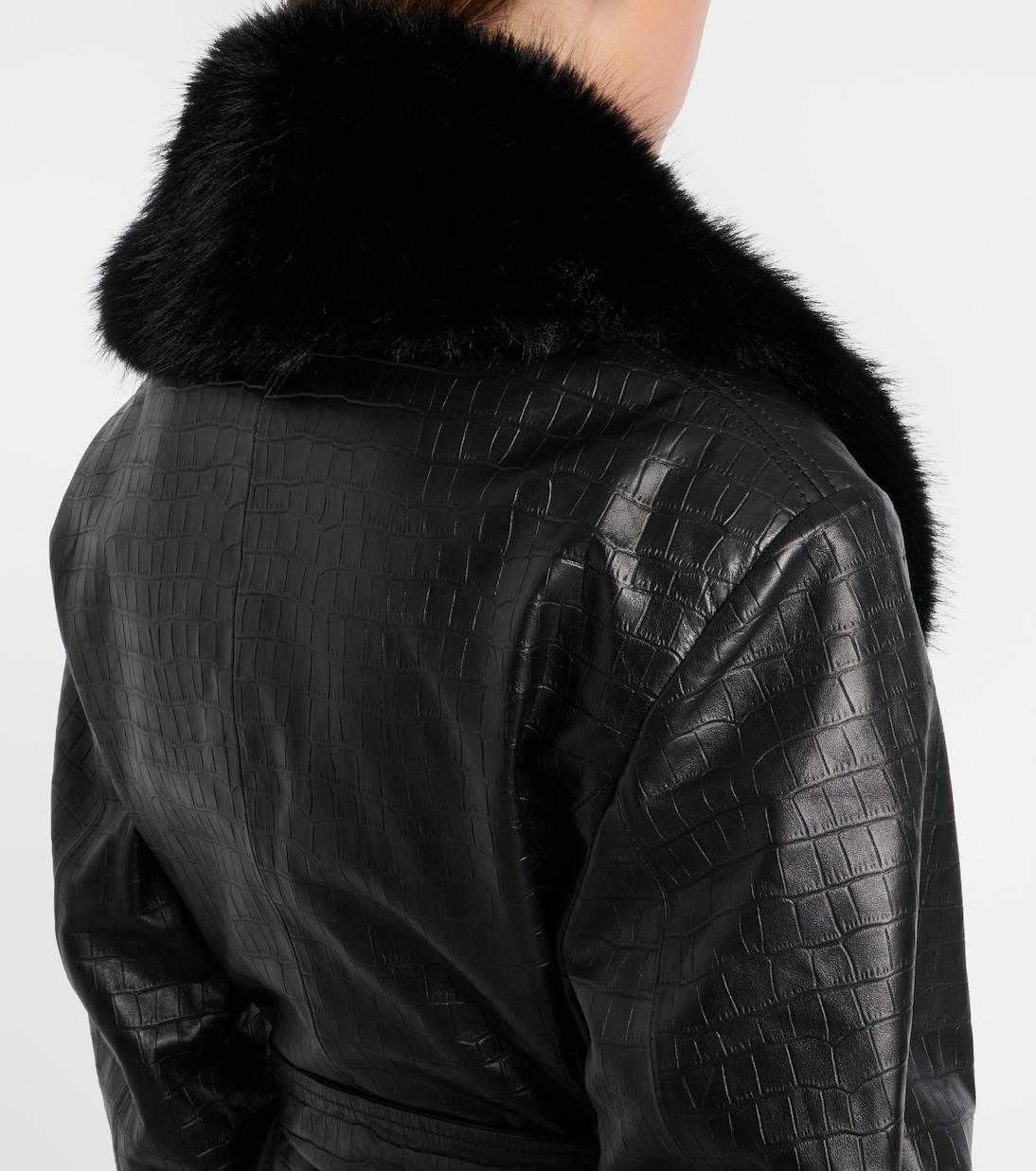 Croc-effect leather coat | Rotate