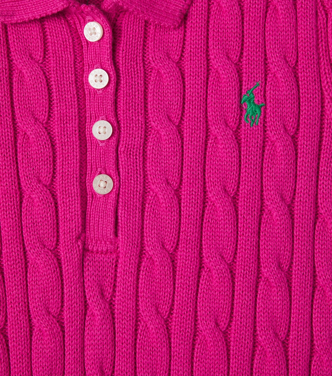 فستان بولو من القطن بحبكة الضفيرة | Polo Ralph Lauren Kids