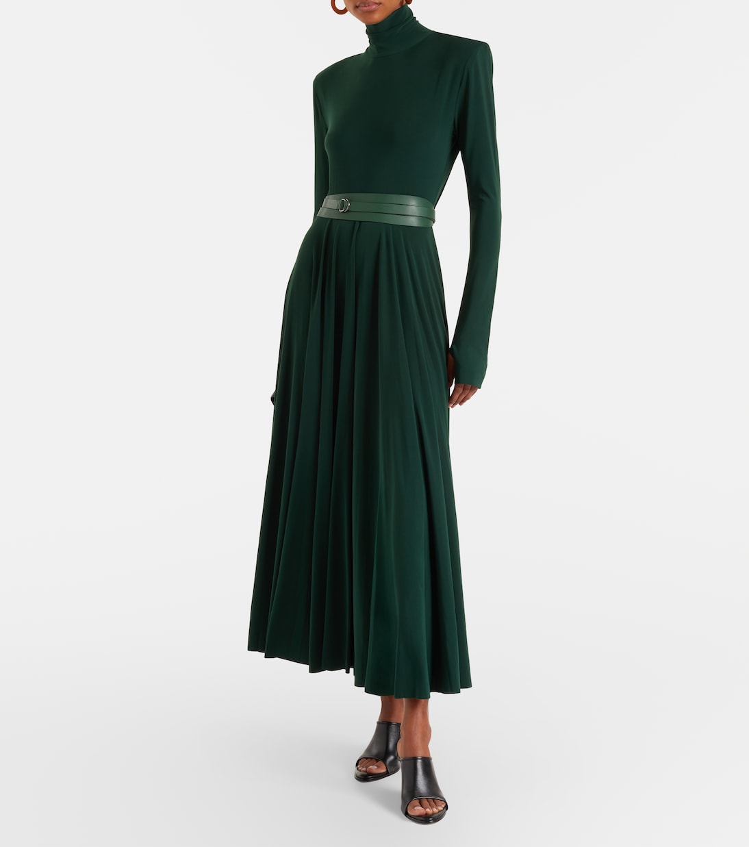 Belted pleated midi dress | Norma Kamali