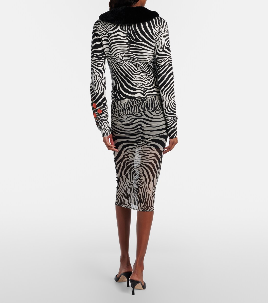 Printed sheer mesh midi skirt | Blumarine