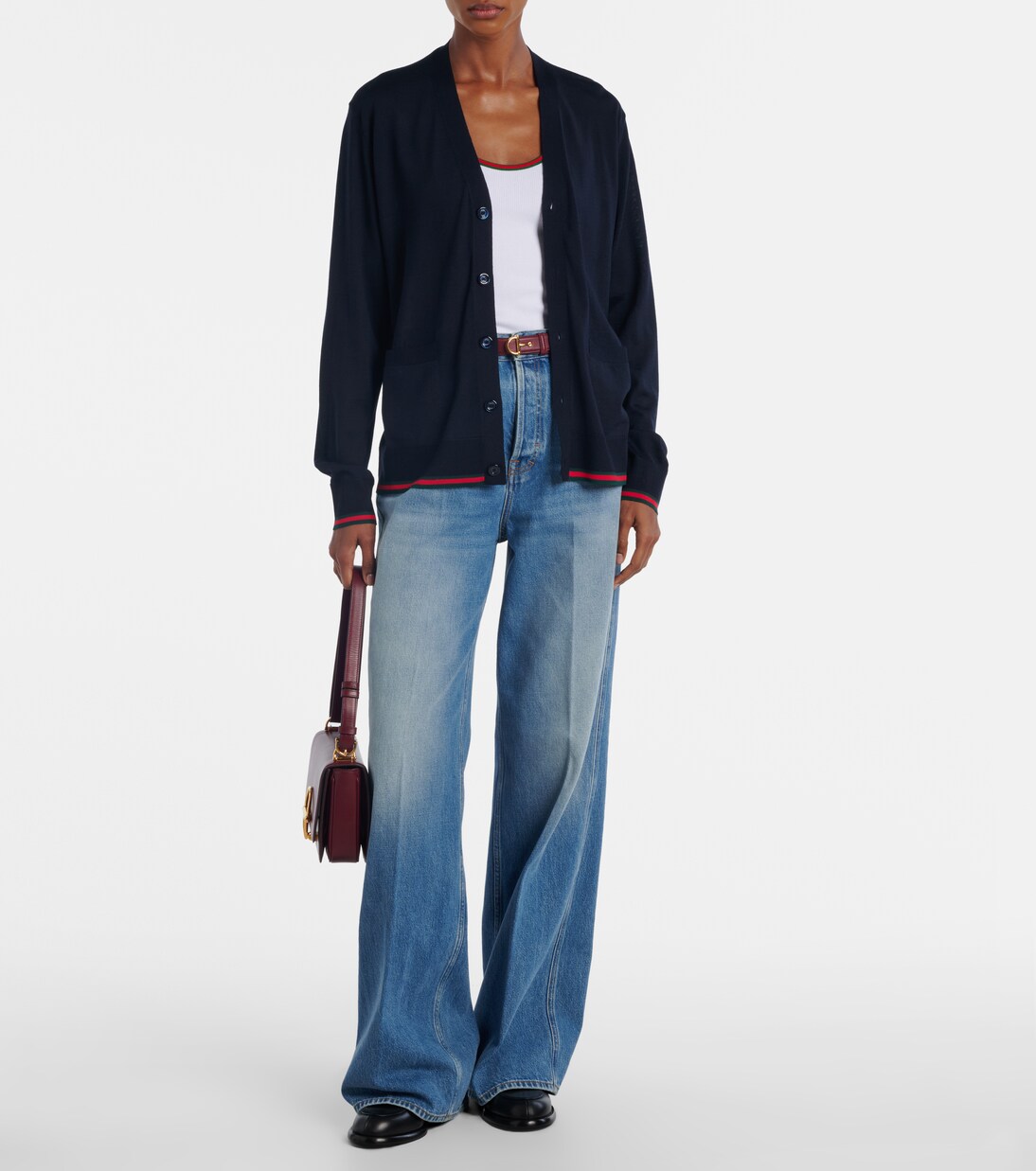 Web Stripe wool cardigan | Gucci