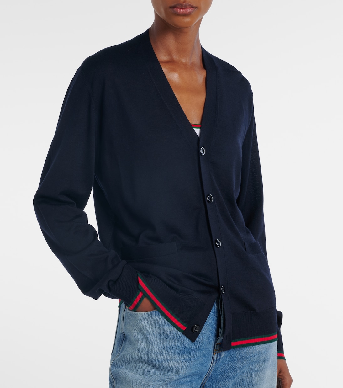 Web Stripe wool cardigan | Gucci