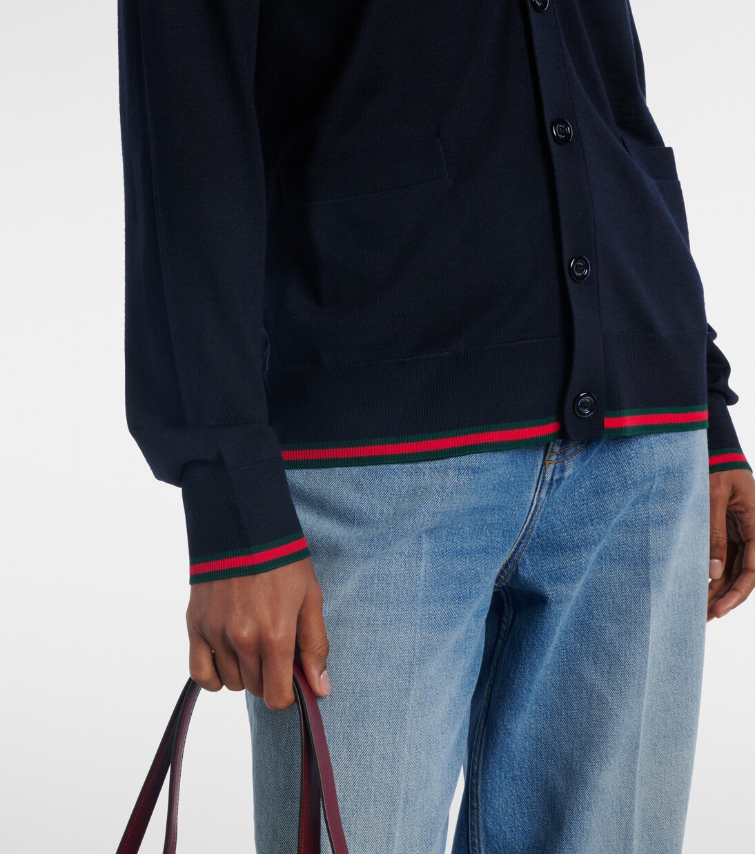 Web Stripe wool cardigan | Gucci