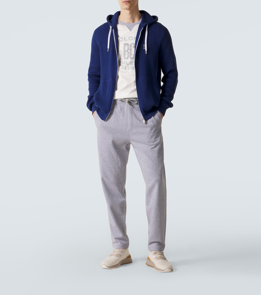 Logo ribbed-knit cotton zip-up hoodie | Brunello Cucinelli