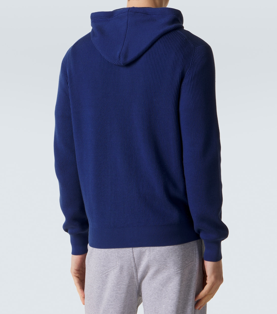 Logo ribbed-knit cotton zip-up hoodie | Brunello Cucinelli