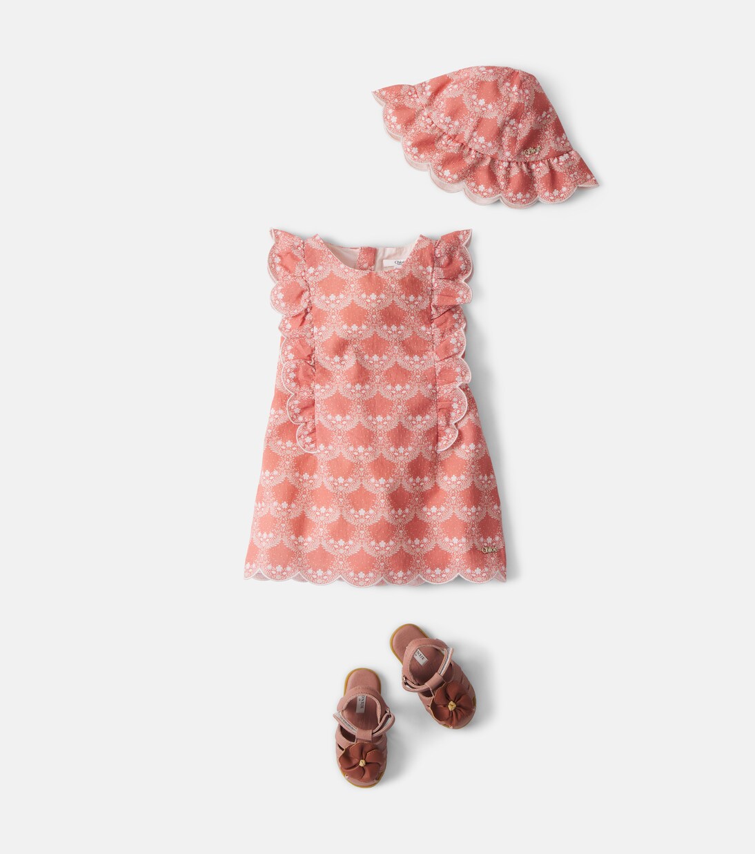 Baby floral cotton dress and hat set | Chloé Kids
