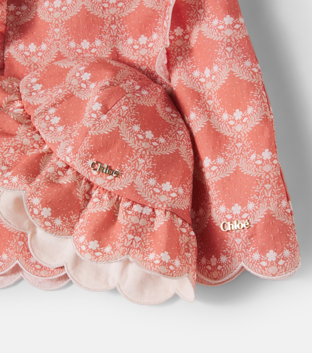 Baby floral cotton dress and hat set | Chloé Kids