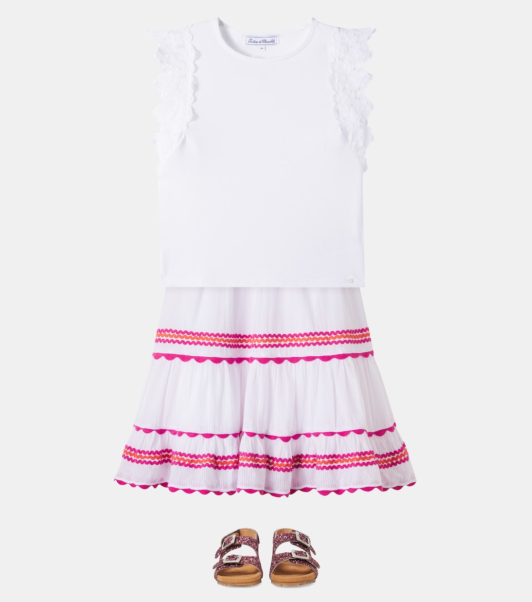 Lace-trimmed cotton-blend T-shirt | Tartine et Chocolat